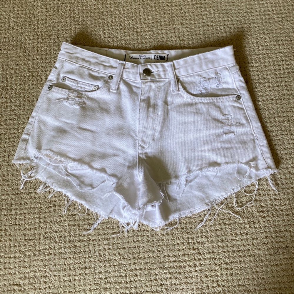 lovers and friends white denim shorts